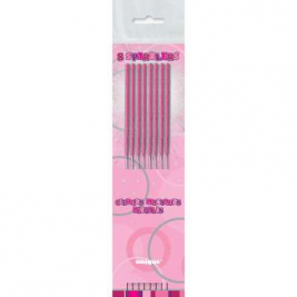 7" Birthday Pink Glitz Sparklers Pack of 8