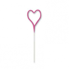 7" Pink Glitz Heart Happy Birthday Sparkler Candle