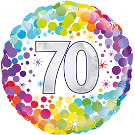 70th Colourful Confetti Birthday 18 Inches Foil Balloon