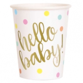 Baby Shower 9oz Gold Paper Cups Pack of 8