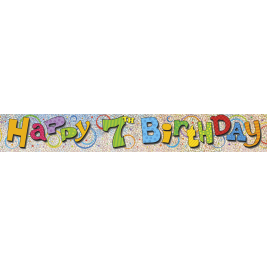 7th Birthday Prism Foil Banner 12ft