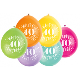 9" HAPPY 40TH BIRTHDAY ASSORTED COLOR BALLOONS