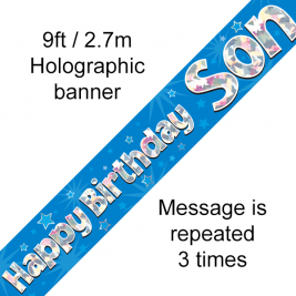 9ft Banner Happy Birthday Son Holographic