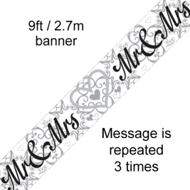 9ft Banner Mr & Mrs Metallic