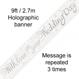 9ft Banner With Love On Your wedding Day Metallic