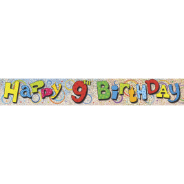 9th Birthday Prism Foil Banner 12ft