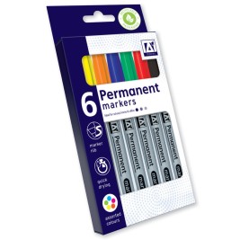6 Permanent Markers 6 Col