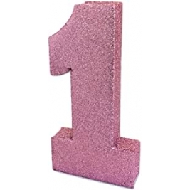 Age 1 Pink Glitter Table Decoration