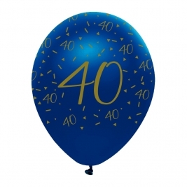 Age 40 Navy and Gold Geode Pearlescent Latex Balloons All Round Print