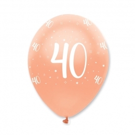 Age 40 Rose Gold Pearlescent Latex Balloons All Round Print