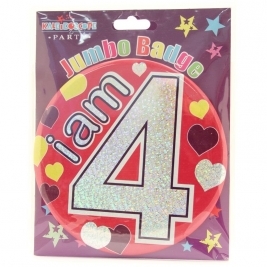 Age 4 Female Party Badge 15cm