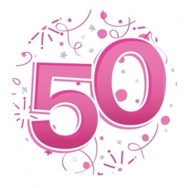 Age 50 Female Party Badge 15cm