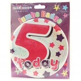 Age 5 Female Party Badge 15cm