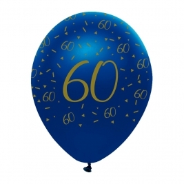 Age 60 Navy and Gold Geode Pearlescent Latex Balloons All Round Print