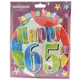 Age 65 Unisex Party Badge 15cm