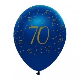 Age 70 Navy and Gold Geode Pearlescent Latex Balloons All Round Print