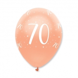 Age 70 Rose Gold Pearlescent Latex Balloons All Round Print