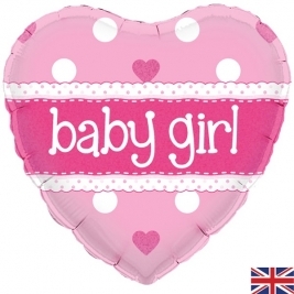 Baby Girl Heart Holographic 18 Inch Foil Balloon