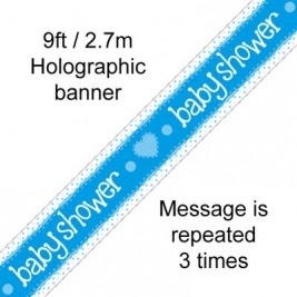 Baby Shower Blue Hologrpahic Banner 9ft
