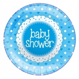 Baby Shower Blue Plates 8pcs 9"/23cm