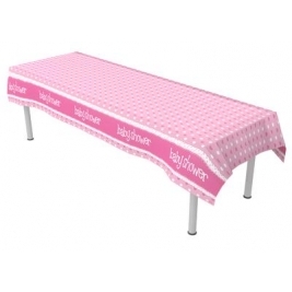 Baby Shower Pink Colourfast Plastic Table Cover 137cm x 2.6m 1pc