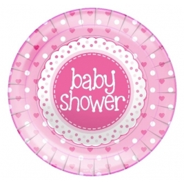 Baby Shower Pink Plates 8pcs 23cm/9"