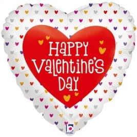Betallic Valentine Mini Hearts Holographic Foil Balloon 18"