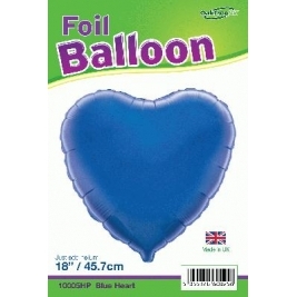 Blue Heart Shaped Foil Balloon 18"