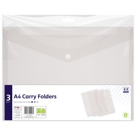 A4 3 Carry Folders Clear