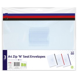 A4 3 Pack Zip & Seal Envelopes