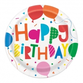 Colourful Balloons Paper Plates 8ct 9Inch