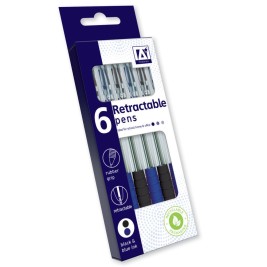 6 Retractable Ballpoint Pens