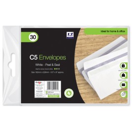 C5 White Envelopes Pack o 30 Size: (w) 260mm x (h) 170mm x (d) 20mm approx