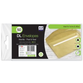 DL Manilla Envelopes pack of 50 Size: (w) 260mm x (h) 110mm x (d) 25mm approx