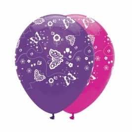 Floral Fairy Sparkle Butterfly Latex Balloons All Round Print