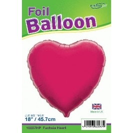 Fuchsia Heart Shaped Foil Balloon 18"