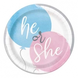 Gender Reveal Party Round 7 Inch Dessert Plates 8ct