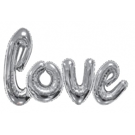 Giant Silver Love Script Balloon - Silver (84X53Inch)