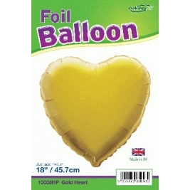 Gold Heart Shaped Foil Balloon 18"