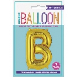 Gold Letter B Shaped Foil Balloon 14 Inch