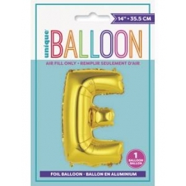 Gold Letter E Shaped Foil Balloon 14 Inch