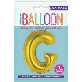 Gold Letter G Shaped Foil Balloon 14 Inch