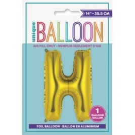 Gold Letter H Shaped Foil Balloon 14 Inch