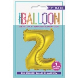 Gold Letter Z Shaped Foil Balloon 14 Inch