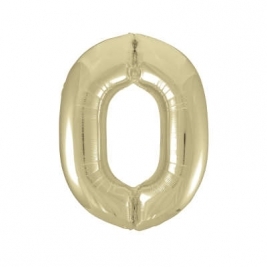 Gold Number 0 Shaped 34 Inch Foil Balloon