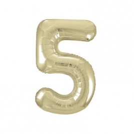 Gold Number 5 Shaped 34 Inch Foil Balloon
