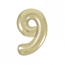 Gold Number 9 Shaped 34 Inch Foil Balloon