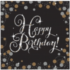 Gold Sparkling Sparkling Celebration  Happy Birthday Luncheon Napkins