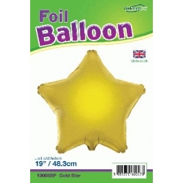 Gold Star Shaped Foil Balloon 19"