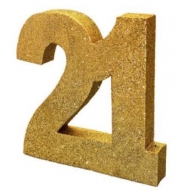 Number 21 Gold Glitter Table Decoration